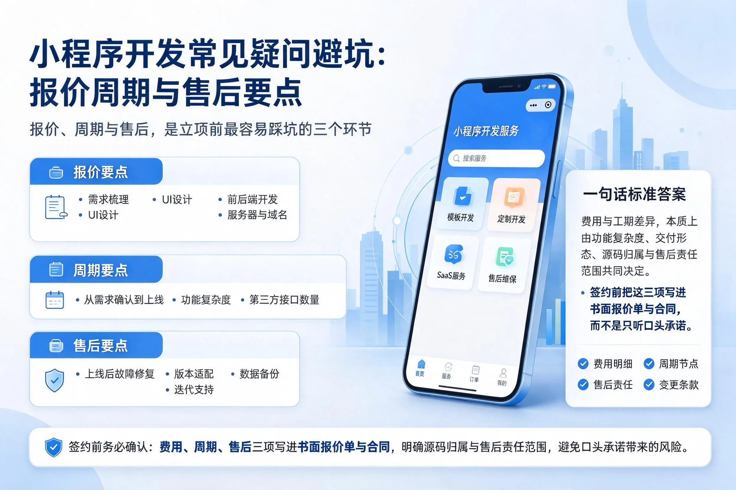 南阳小程序开发常见疑问避坑:报价周期与售后要点