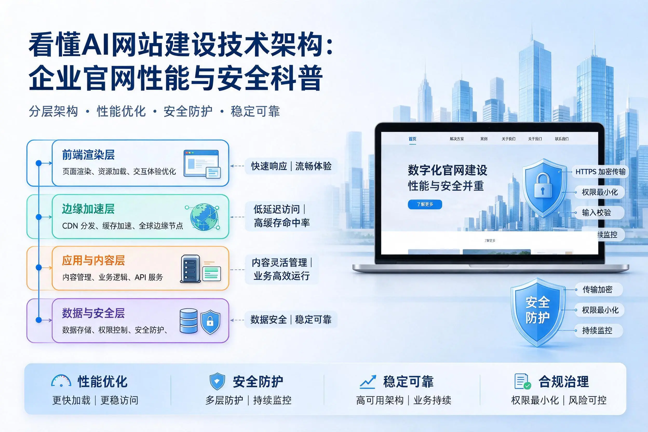 看懂AI网站建设技术架构:南阳企业官网性能与安全科普