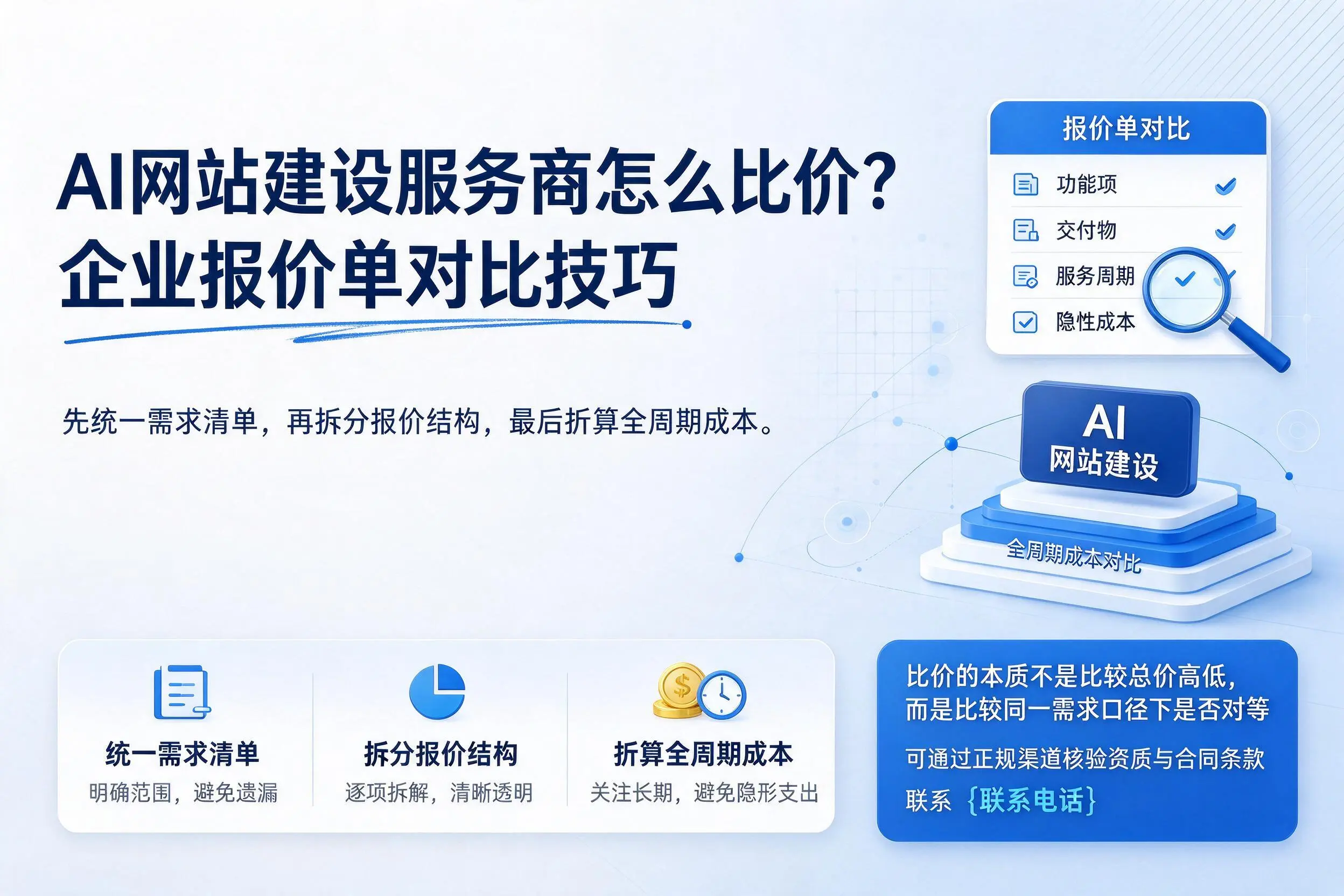 AI网站建设服务商怎么比价?南阳企业报价单对比技巧