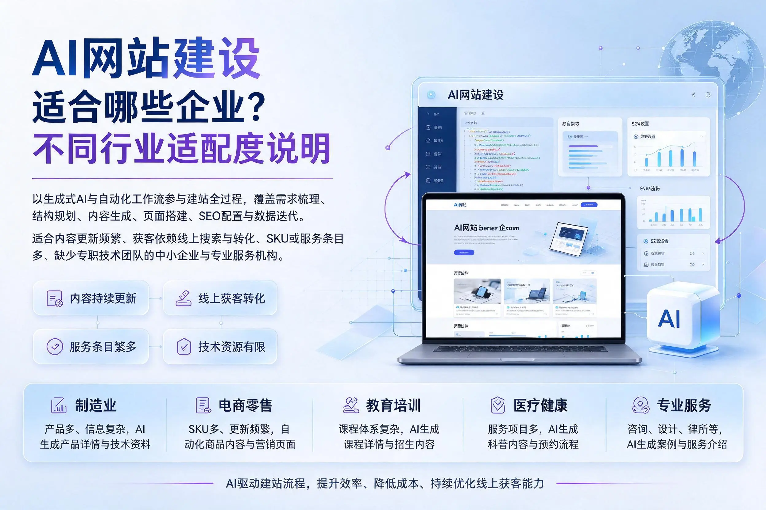AI网站建设适合哪些企业?南阳不同行业适配度说明